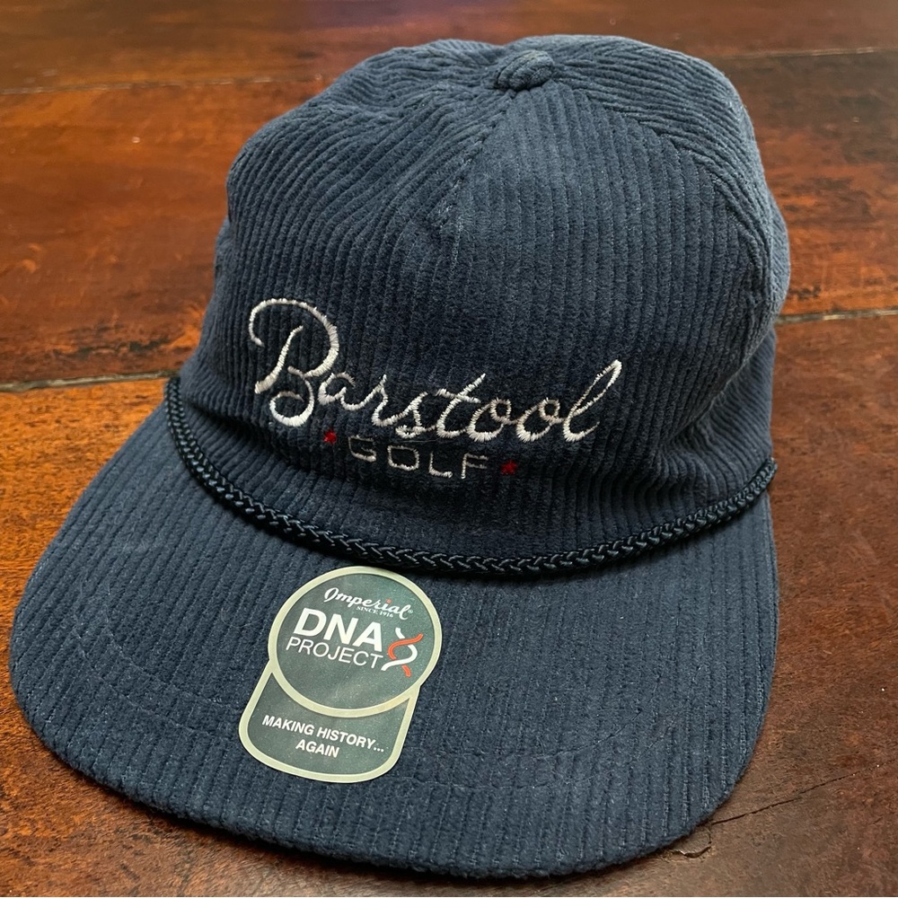 Blue Ribbed Corded Barstool Golf Adjustable Strap/Buckle Cap - Picture 2 of 11